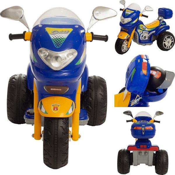 Moto Eletrica Infantil Sprint Turbo Biemme Azul 12V Capacete Imagem de Moto Eletrica Infantil Sprint Turbo Biemme Azul 12V Capacete