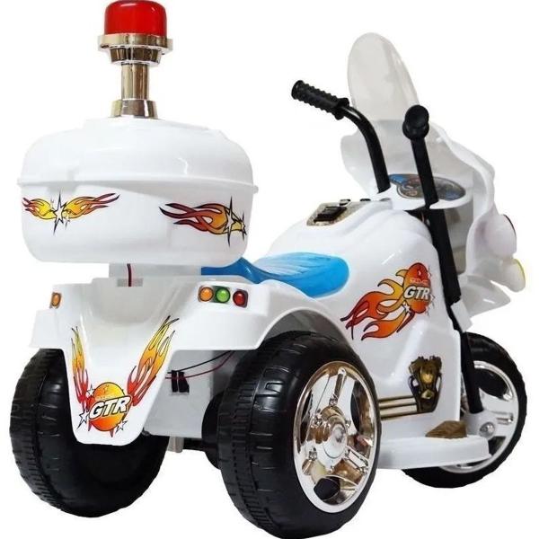 Moto Elétrica Infantil Triciclo Bombeiro Polícia Branco - Importway Imagem de Moto Elétrica Infantil Triciclo Bombeiro Polícia Branco