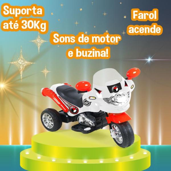 Imagem de Moto Elétrica Infantil Triciclo Speed Chopper Branca Grande