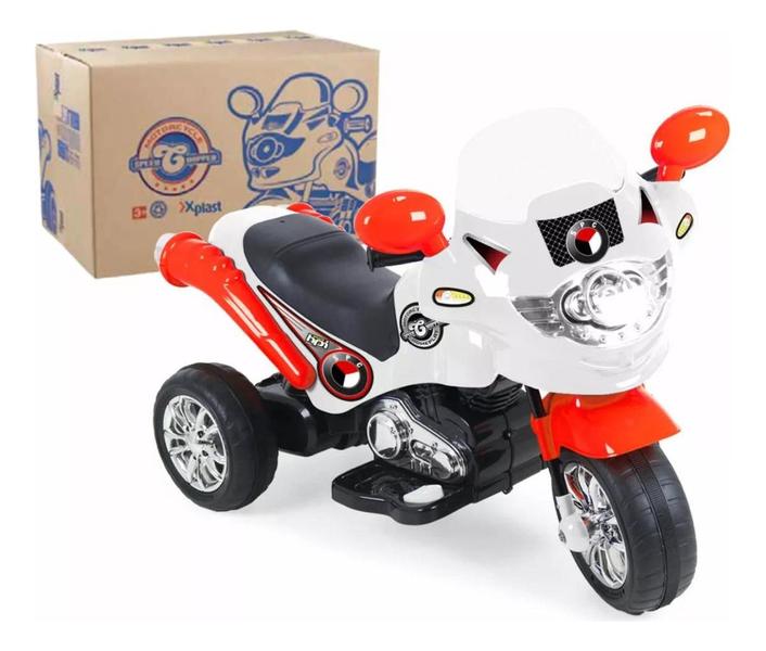 Imagem de Moto Elétrica Infantil Triciclo Speed Chopper Branca Grande