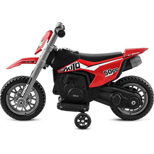 Imagem de Moto Eletrica Infantil Vermelha 6v Recarregavel Off Road Motocross - Unitoys