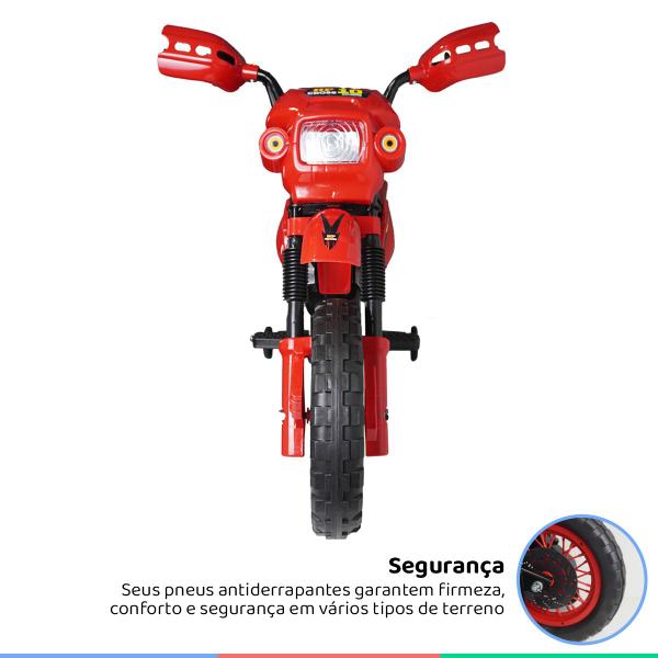 Imagem de Moto Elétrica Motinha Mini Moto Motocross Infantil Criança Menino Homeplay Realista 6v Apartir 3 anos até 20 kg Vermelho
