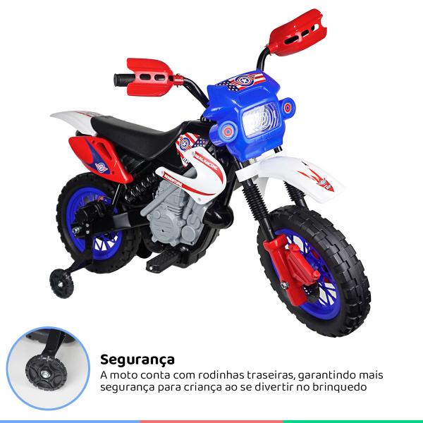 Imagem de Moto Elétrica Motinha Mini Moto Motocross Infantil Criança Menino Homeplay Realista 6v Apartir de 3 anos até 20 kg Azul