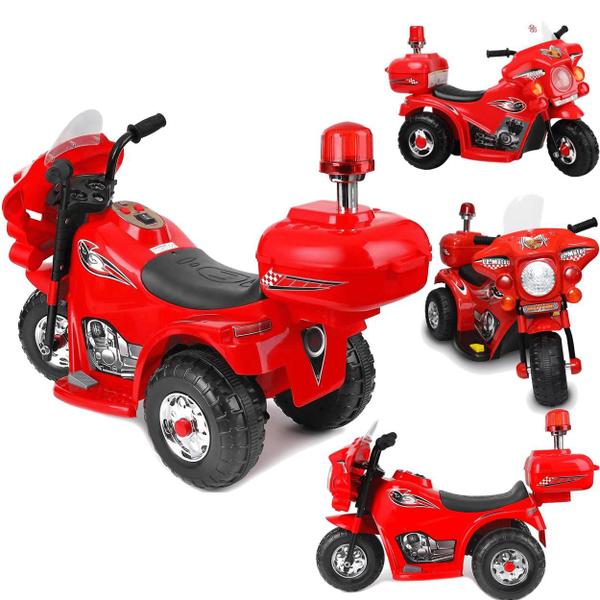 Moto Eletrica Policia Zippy Toys Motorcycle Bau 6V Vermelha - Shiny Toys Imagem de Moto Eletrica Policia Zippy Toys Motorcycle Bau 6V Vermelha