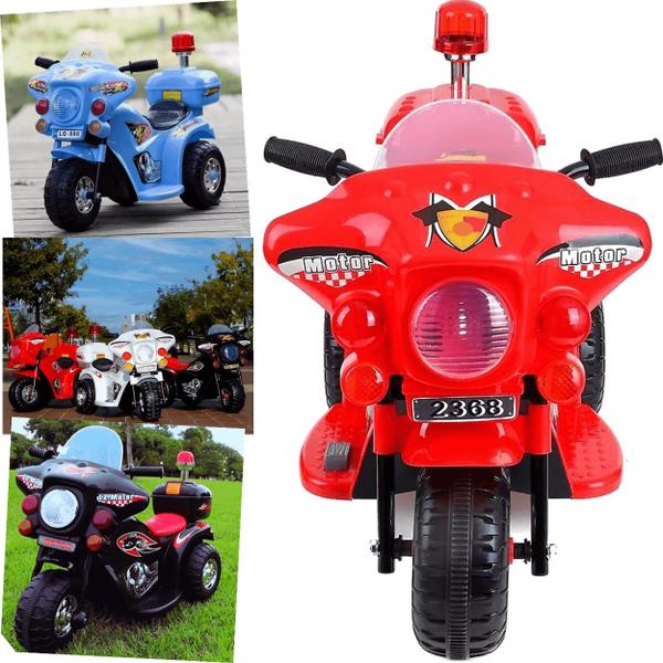 Moto Eletrica Policia Zippy Toys Motorcycle Bau 6V Vermelha - Shiny Toys Imagem de Moto Eletrica Policia Zippy Toys Motorcycle Bau 6V Vermelha