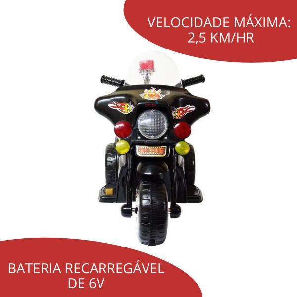 Imagem de Moto Elétrica Triciclo Infantil Criança Até 17kg 6v Com Luzes Sons e Acelerador Preto Importway