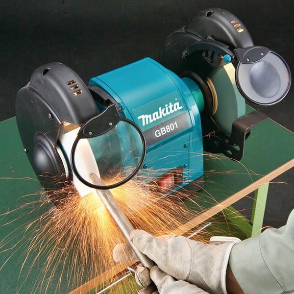 Imagem de Moto Esmeril 550W 3450 RPM 60Hz com Rebolo Suporte Lamina Afiação Protetor GB801 220V Makita