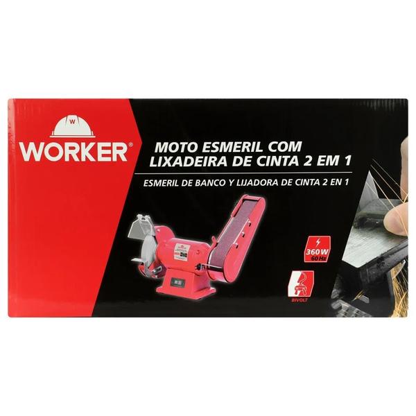 Imagem de Moto Esmeril com Lixadeira de Cinta 360W 60Hz 3450rpm Bivolt Worker