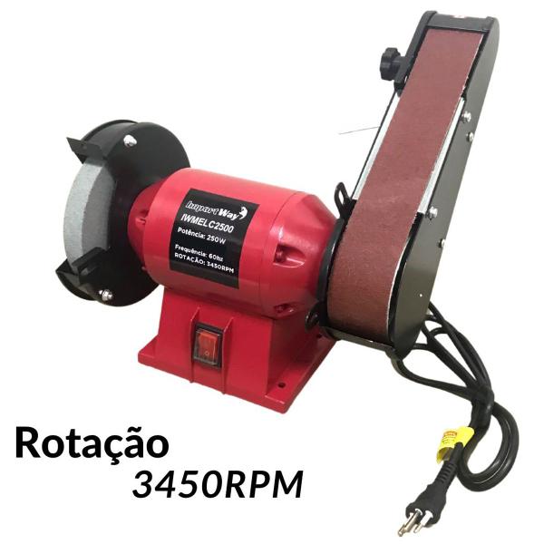 Imagem de Moto Esmeril de Bancada 6 Pol com Lixadeira de Cinta 250W Profissional Importway 110V Iwmelc-25001