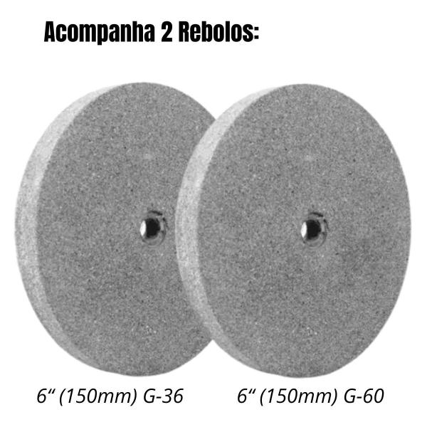 Imagem de Moto Esmeril De Bancada Bivolt 150w Com 2 Rebolo Desbaste