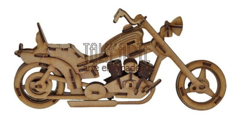 Imagem de Moto Harley Davidson . Quebra Cabeça 3d. Miniatura Em Mdf