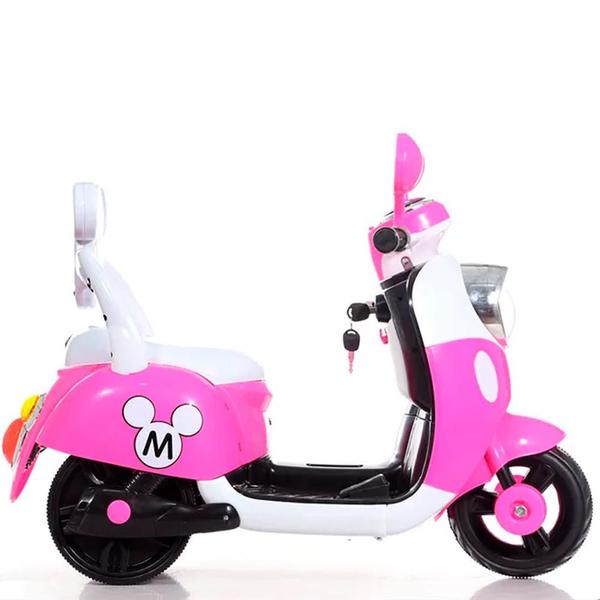 Imagem de Moto Motinho Triciclo Elétrico Infantil Mini Crianças Mickey Mouse Disney Desenho Rosa - Car Kids