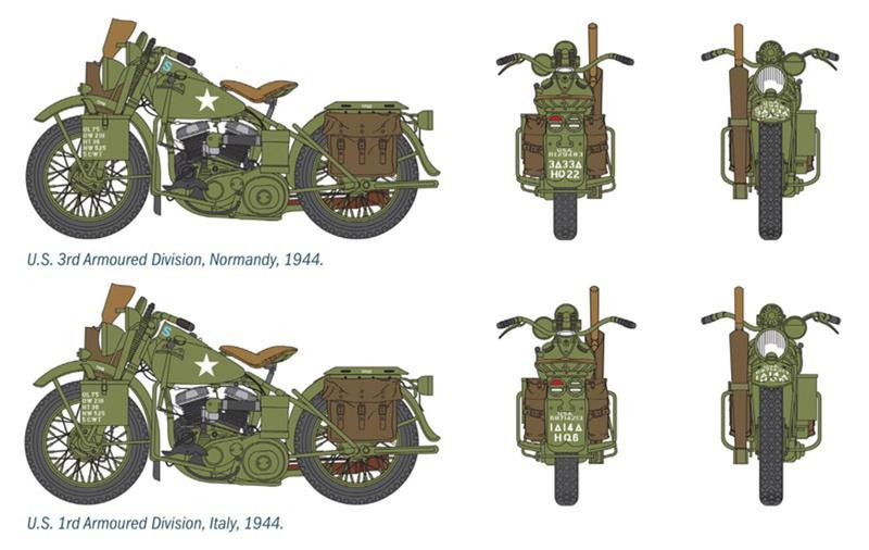 Imagem de Moto U.S. Motorcycles WWII - 1/35 - Italeri 0322 - Kit para montar e pintar - Plastimdoelismo