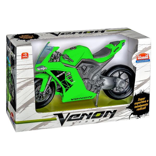 Imagem de Moto Venon Miniatura 28cm C/ Pneus De Borracha E Suspensão - Usual Brinquedos