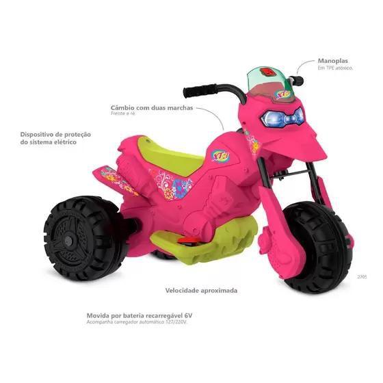 Imagem de Moto XT3 Infantil Eletrica Rosa Bandeirante Com Marcha 