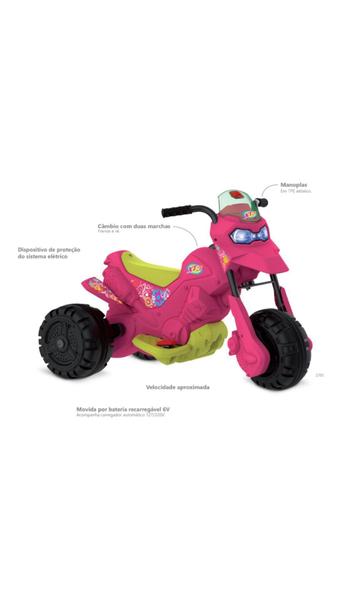 Imagem de Moto Xt3 Pink Elétrica Infantil Brinquedo 6V Bandeirante