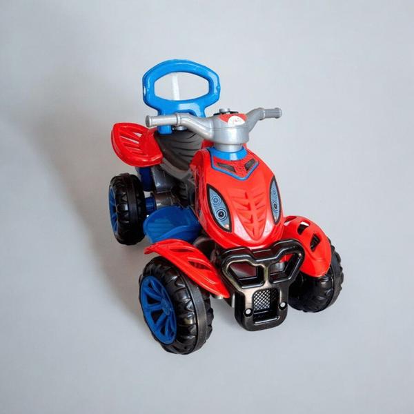 Imagem de Motoca Carrinho de Passeio Quadriciclo Grande Com Pedal e Proteção Infantil Vermelho Homem Aranha Spyder Spider Menino