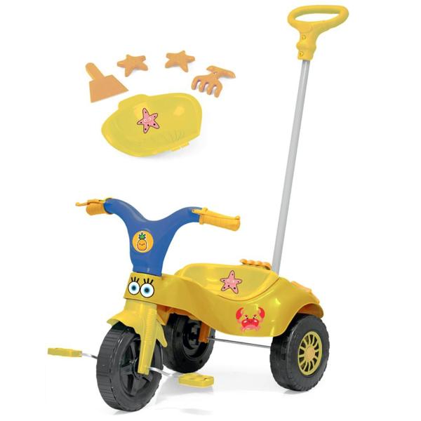 Imagem de Motoca Triciclo Infantil com Empurrador Praia e Campo Bob Mar - Xplast