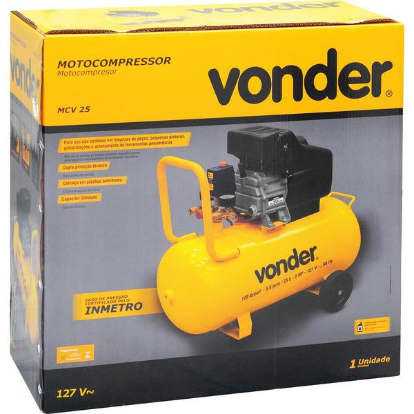 Imagem de Motocompressor de Ar Mcv 25 25 Litros 127V - Vonder