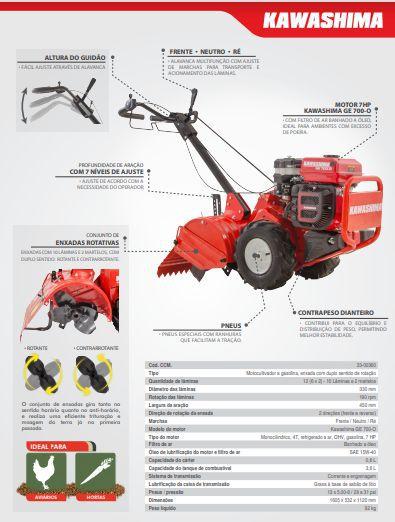 Imagem de Motocultivador kawashima MRG745 gasolina - 7hp enxada