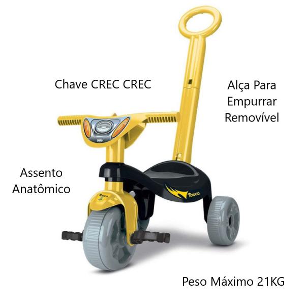 Imagem de Motoquinha Brinquedo Infantil Triciclo Morceguinho Com Haste