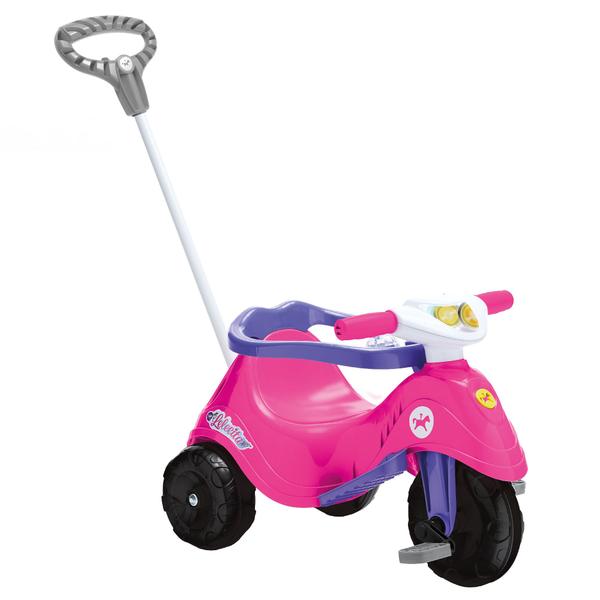 Imagem de Motoquinha Triciclo de Passeio com Haste Removível Lelecita Rosa Calesita