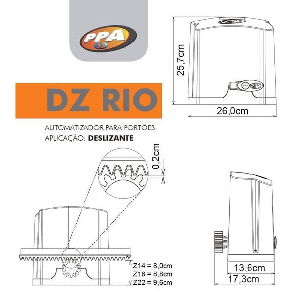 Imagem de Motor 127V Ppa Dz Rio Turbo 3.5M Cremalheira 2 Controle