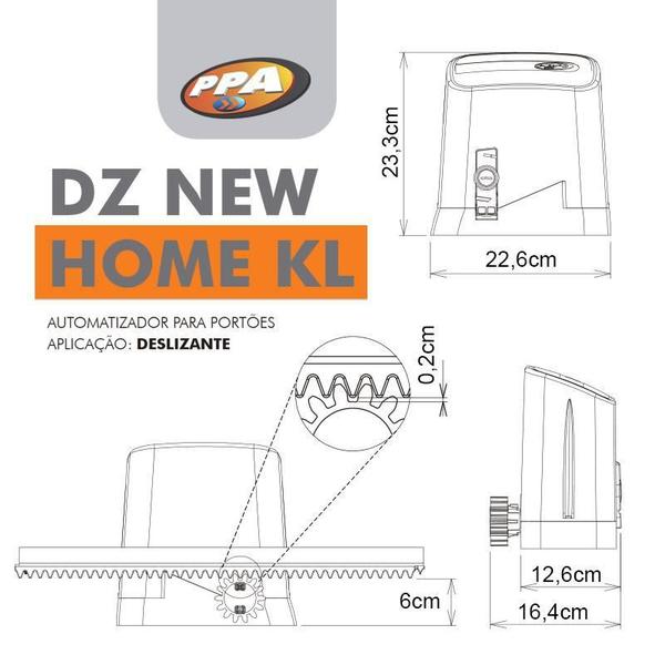 Imagem de Motor 220V Ppa Dz Home 3M Cremalheira 2 Controle 300Kg