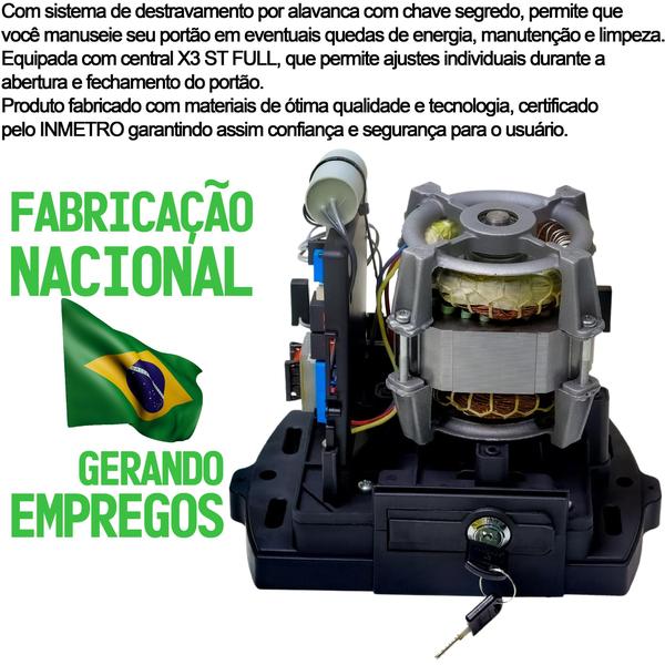 Imagem de Motor Automatizador Portão Correr Deslizante 1/4 Cv 300W 450kg Idealle 127V Ipec