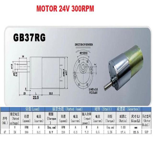 Imagem de Motor De Engrenagem 24 V Dc 300 Rpm - Ofa Amb