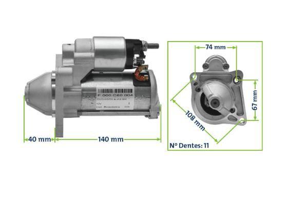 Imagem de Motor De Partida Arranque 12v 11 Dentes Palio Siena Idea Doblo Fire F000C60004 Bosch SEG