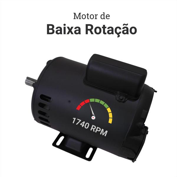 Imagem de Motor Elétrico 1CV Monofásico Baixa Rotação 4P Betoneira 200 Litros CSM Menegotti Indução 110V 220V