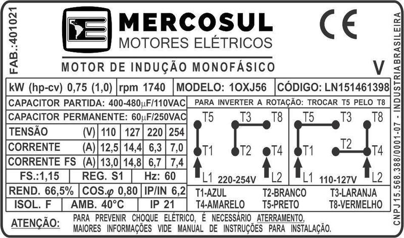 Imagem de Motor Elétrico 1Cv Monofásico Para Betoneira 200 Litros