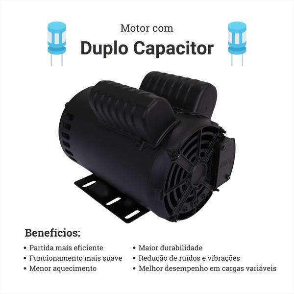 Imagem de Motor Elétrico 3CV Monofásico Alta Rotação 2 Polos 2P 110V 220V Indução Compressor Serra Lixadeira