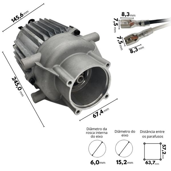 Imagem de Motor Elétrico de Indução Compatível com Desobstruidora WAP Combate Turbo Ultra 1700W 127V FW007676