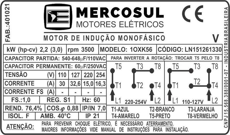 Imagem de Motor Elétrico Monofásico 3Cv 2 Pólos Alta Rotação Com Óleo