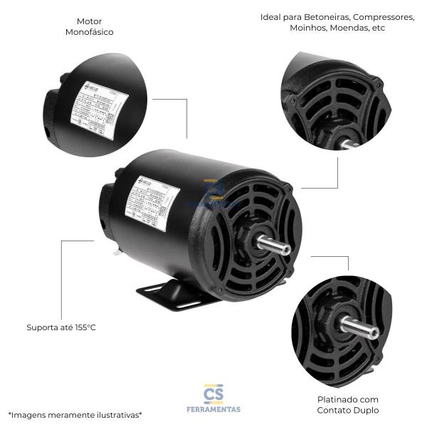 Imagem de Motor Elétrico Monofásico Baixa 1 HP IP21 Hercules