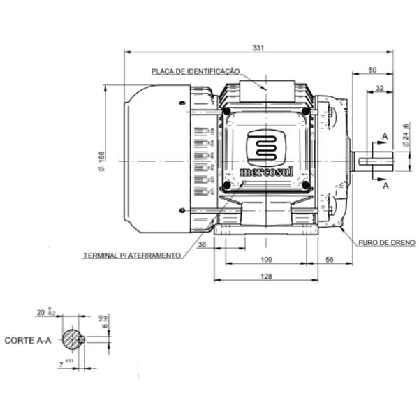 Imagem de Motor Elétrico Trifásico 3cv 2 Pólos Alta Rotação 4 Tensões IP55 B3D