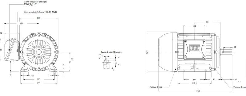 Imagem de Motor eletrico weg w22 ir3 premium 0,50cv 4p trif.2/3v 60hz b3d/cç71