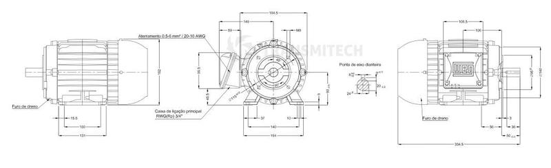 Imagem de Motor eletrico weg w22 ir3 premium 2cv 4p trif.2/3v 60hz b34d/cç90