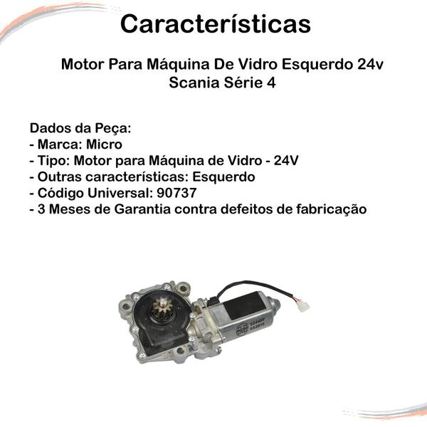 Imagem de Motor Para Máquina De Vidro Esquerdo 24v Scania Série 4