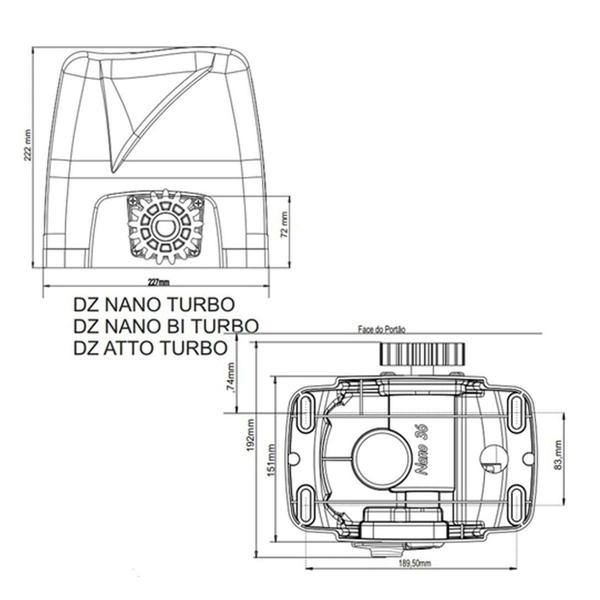 Imagem de Motor Portão Deslizante Dz Atto Turbo 350Kg 220V - Rossi