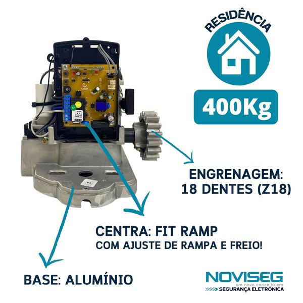 Imagem de Motor Portão Eletrônico Deslizante Residencial 1/4Hp Solo Fit 220V Portão até 400Kg 3M Cremalheira