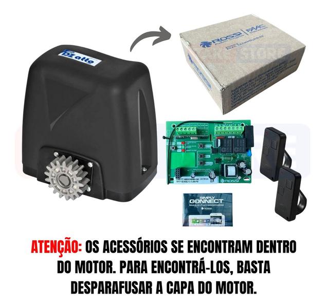 Motor Portão Residencial Dz Atto Turbo Wifi App Celular Android iOS 350kg Rossi 110v Imagem de Motor Portão Residencial Dz Atto Turbo Wifi App Celular Android iOS 350kg Rossi 110v