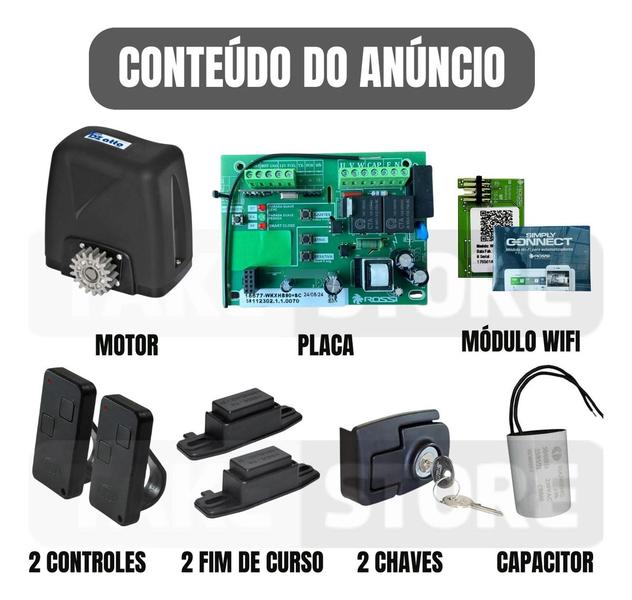 Imagem de Motor Portão Residencial Dz Atto Turbo Wifi App Celular Android iOS 350kg Rossi 110v