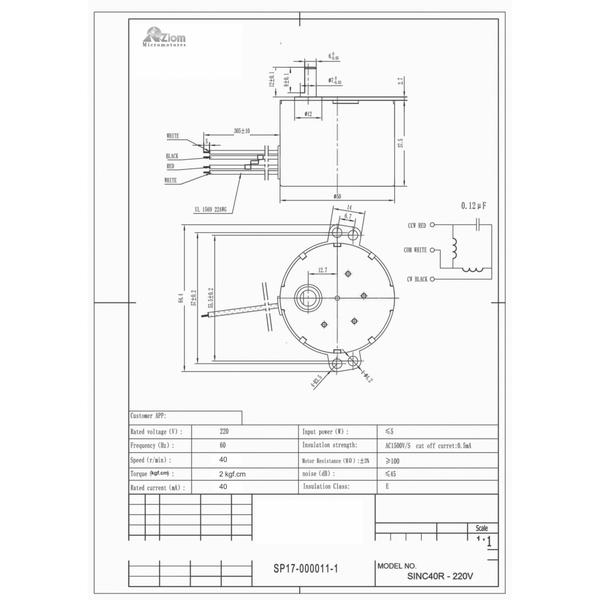 Imagem de Motor Redutor Síncrono SM 40 RPM 6W - Excelente Qualidade