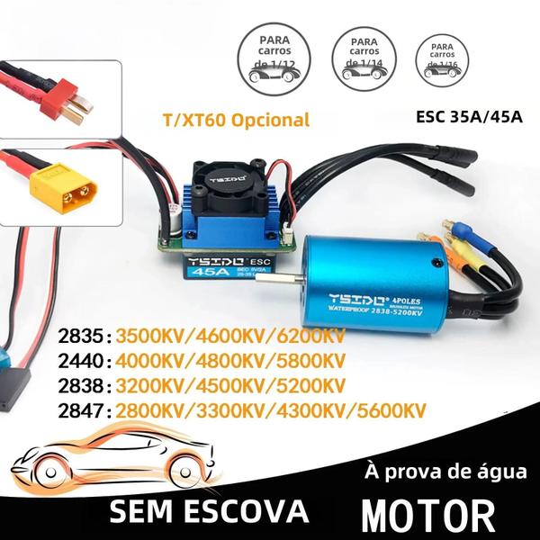 Imagem de Motor Sem Escova De Alta Potência ESC 35A 45A Para Wltoys 124016   Carro De Barco RC YSIDO 2435 2440