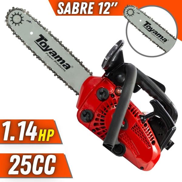 Imagem de Motor Serra À Gasolina TCS25X Toyama Motor 2T 25,4cc 1,14HP de Potência 12.000rpm  Sabre 12 Polegadas Motosserra Profissional Ideal Para Tarugamento e Carpintaria Profissional + ÓLEO STIHL