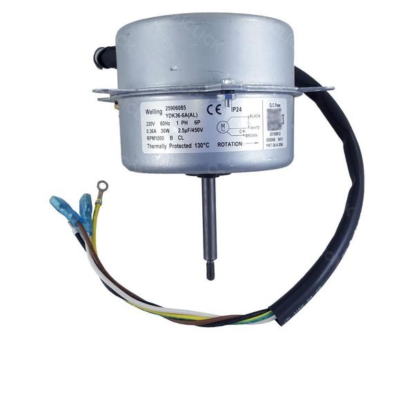 Imagem de Motor Ventilador YDK36-6A 220V 25906085 Ar Condicionado Carrier Mídea Springer 7/9/12 Btus