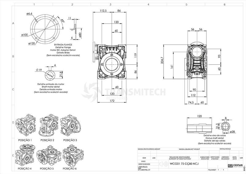 Imagem de Motorredutor weg-cestari wcg01 75 40:1 c/flange de entrada b14d/cç80, c/eixo saida vazado 28mm